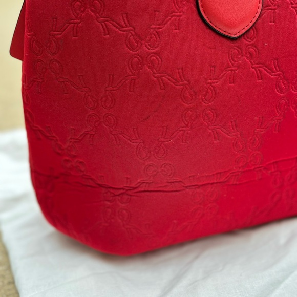 Roberta di Camerino Red Tote with Bamboo Handles Monogram Design - Picture 14 of 16